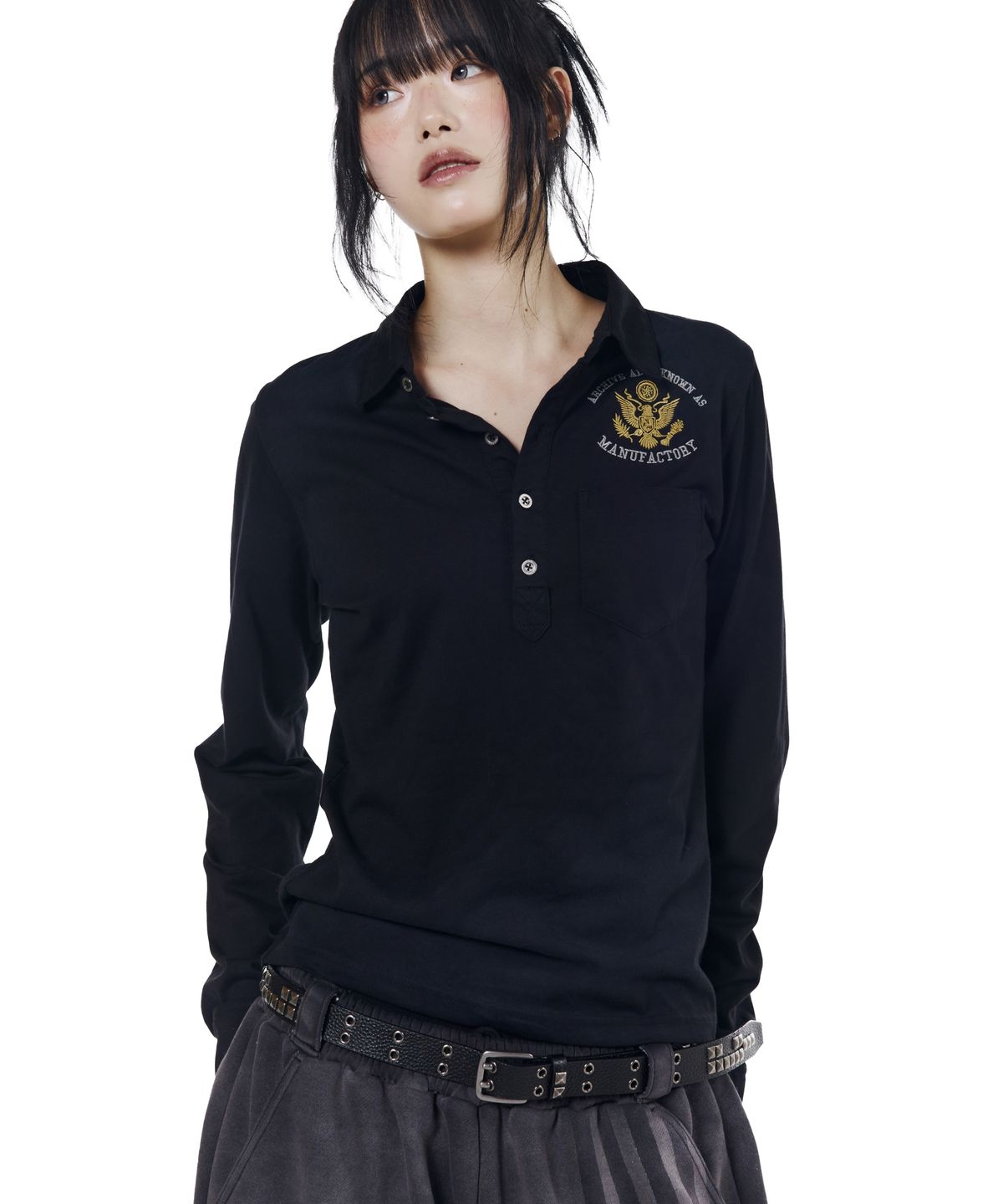 아캄(AAKAM) Dirty Washed PK Long Sleeve (Black)