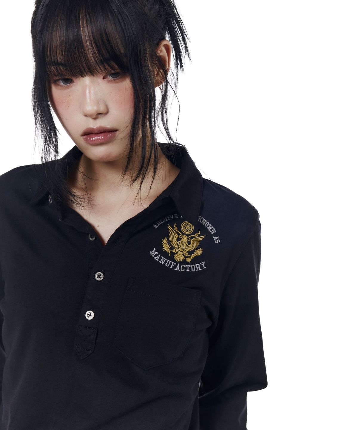 아캄(AAKAM) Dirty Washed PK Long Sleeve (Black)