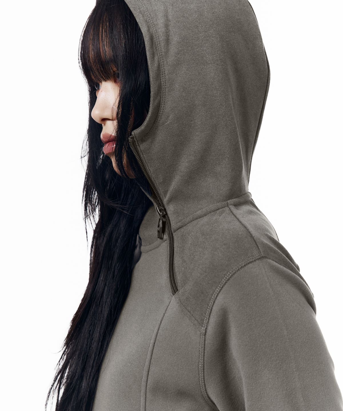 아캄(AAKAM) Fleece Utility Hooded Long Sleeve (Gray)