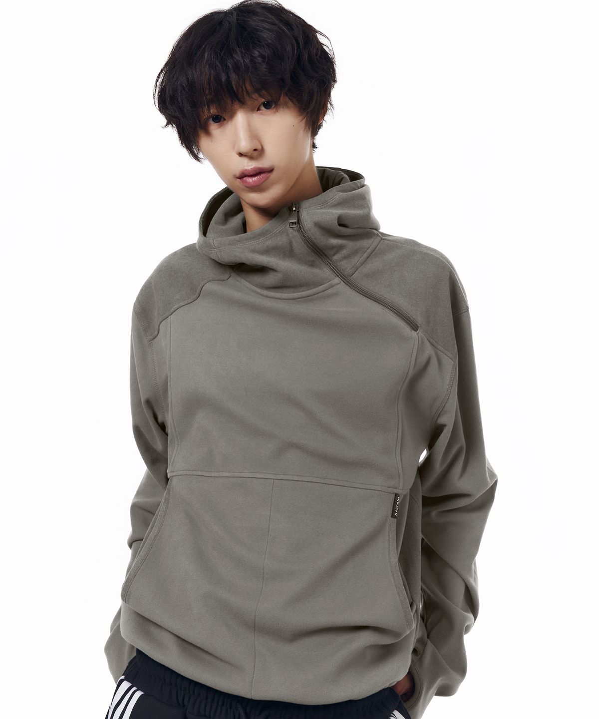 아캄(AAKAM) Fleece Utility Hooded Long Sleeve (Gray)