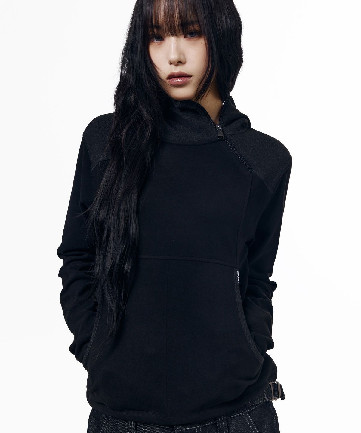 아캄(AAKAM) Fleece Utility Hooded Long Sleeve (Black)