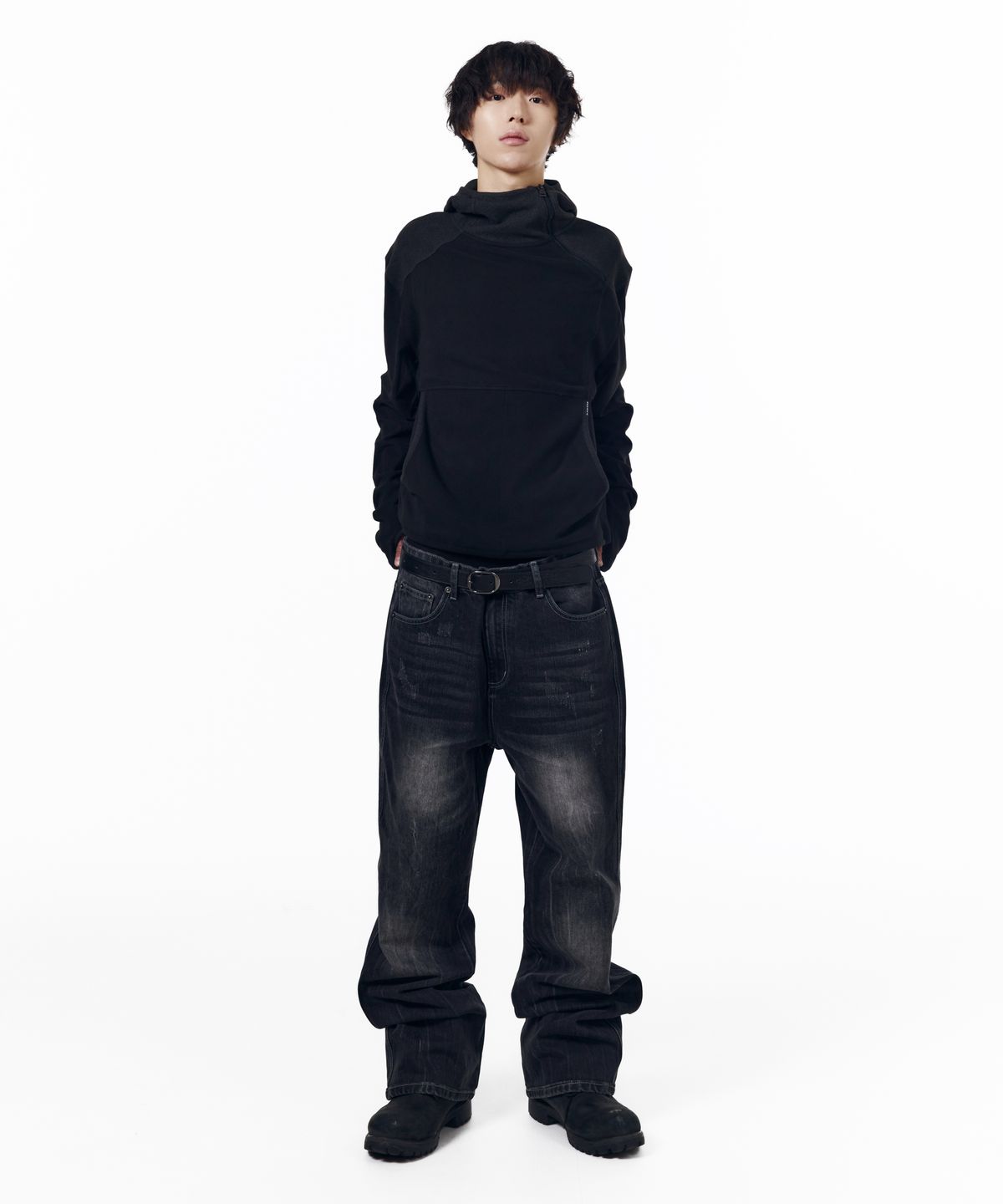 아캄(AAKAM) Fleece Utility Hooded Long Sleeve (Black)