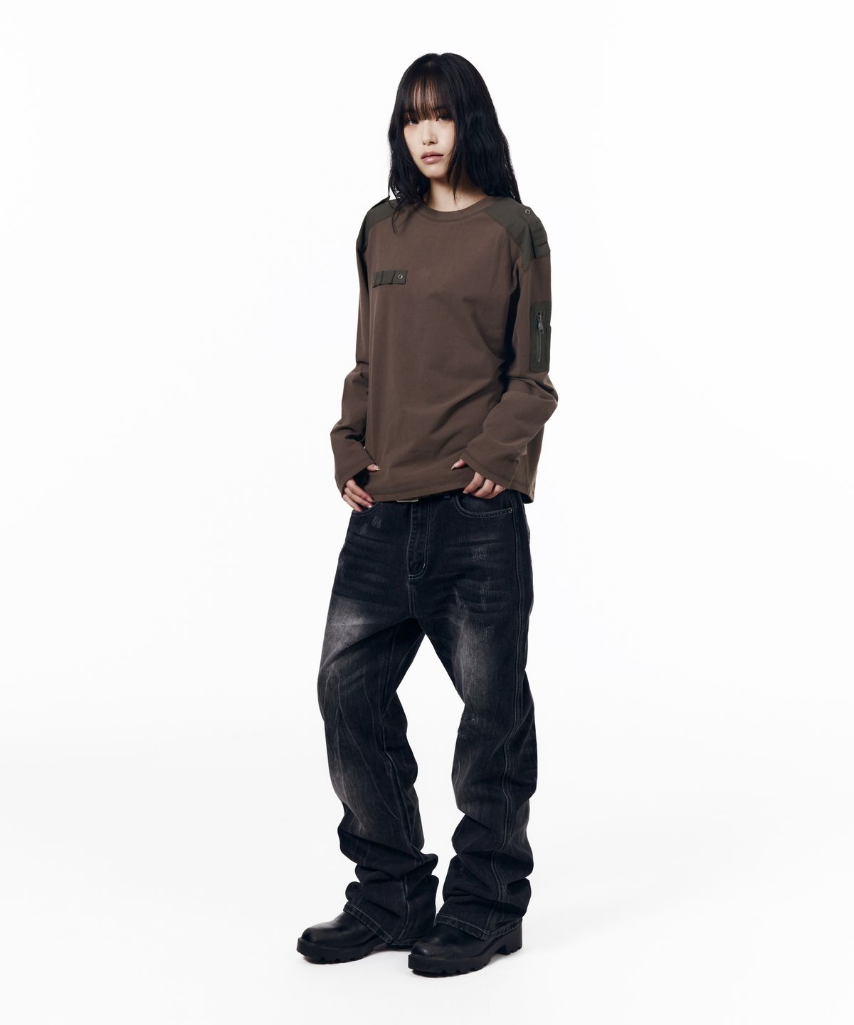 아캄(AAKAM) Military Panel Long Sleeve (Brown)