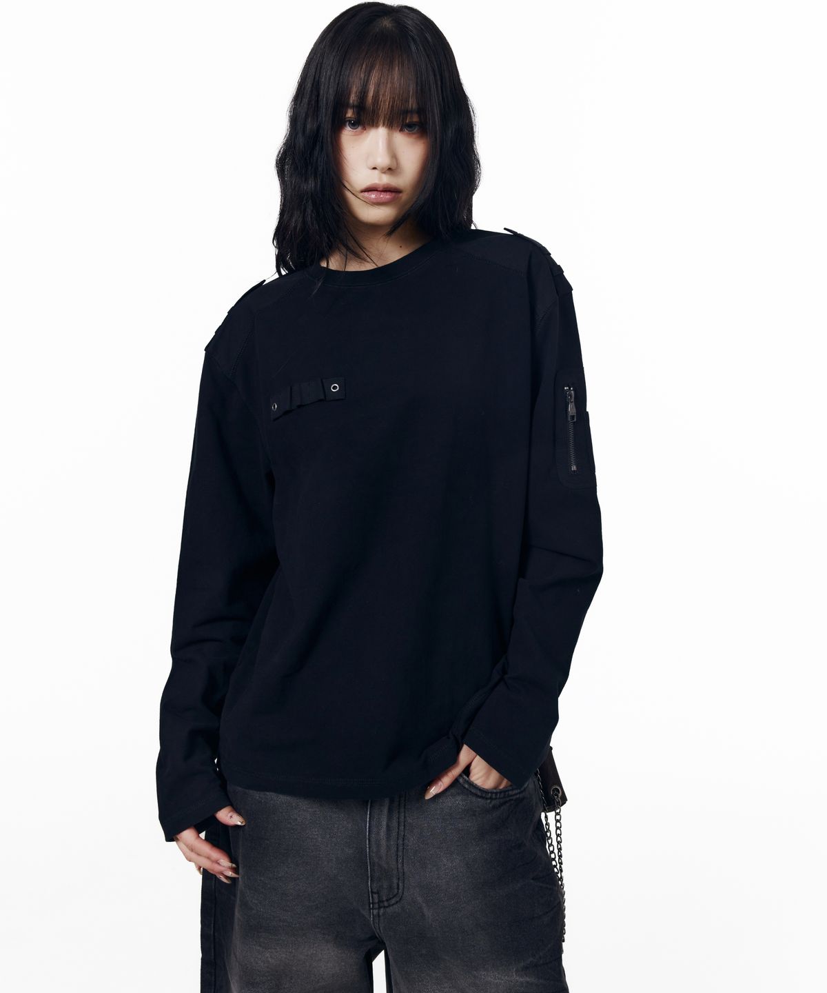 아캄(AAKAM) Military Panel Long Sleeve (Black)