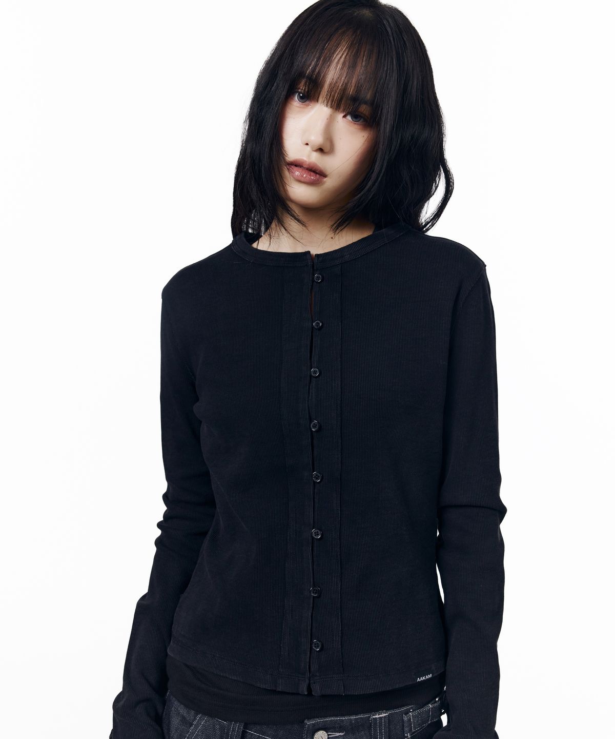 아캄(AAKAM) Jersey Skinny Cardigan (Black)