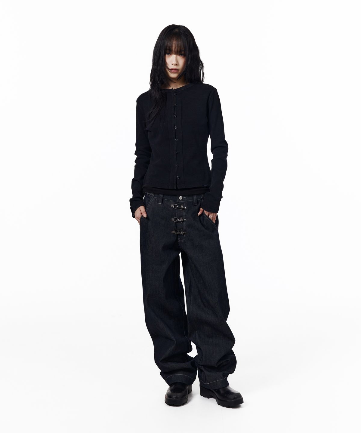 아캄(AAKAM) Jersey Skinny Cardigan (Black)