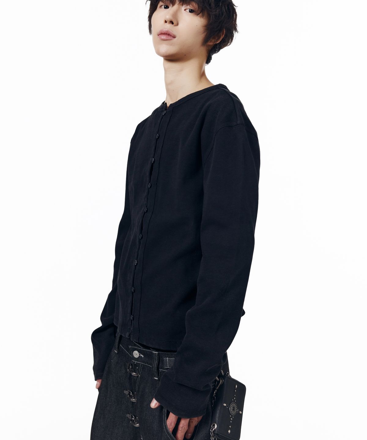 아캄(AAKAM) Jersey Skinny Cardigan (Black)