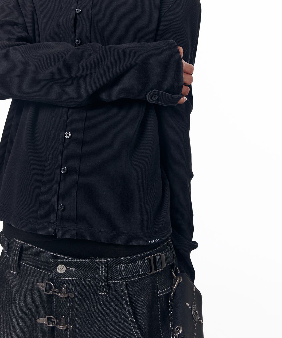 아캄(AAKAM) Jersey Skinny Cardigan (Black)