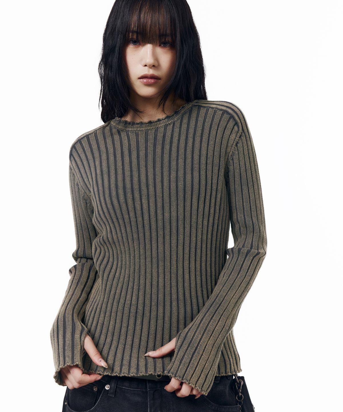아캄(AAKAM) Fade Washed Knit (Navy)