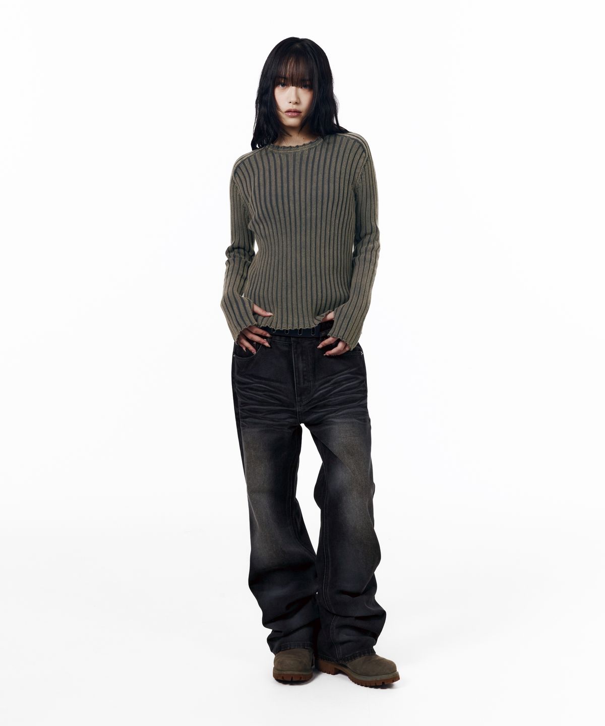 아캄(AAKAM) Fade Washed Knit (Navy)