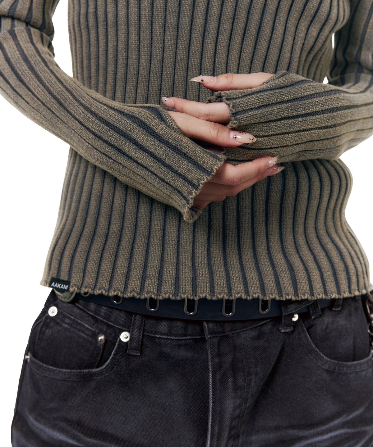 아캄(AAKAM) Fade Washed Knit (Navy)