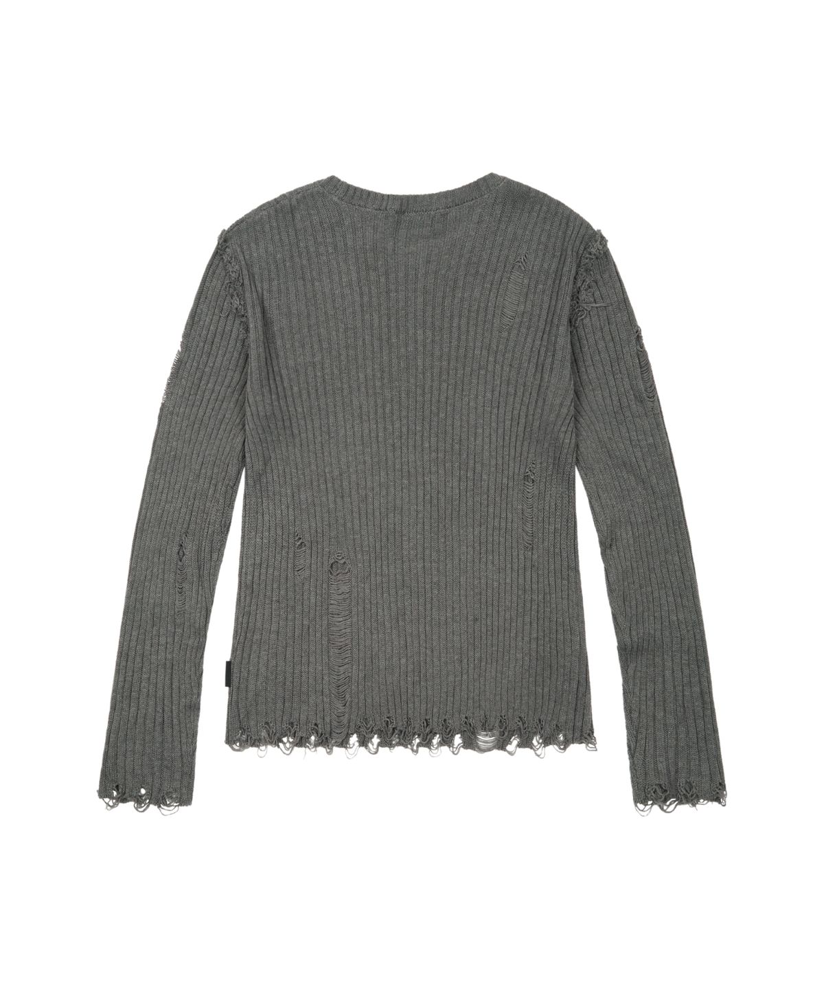 아캄(AAKAM) Destroyed Knit Sweater (Charcoal)