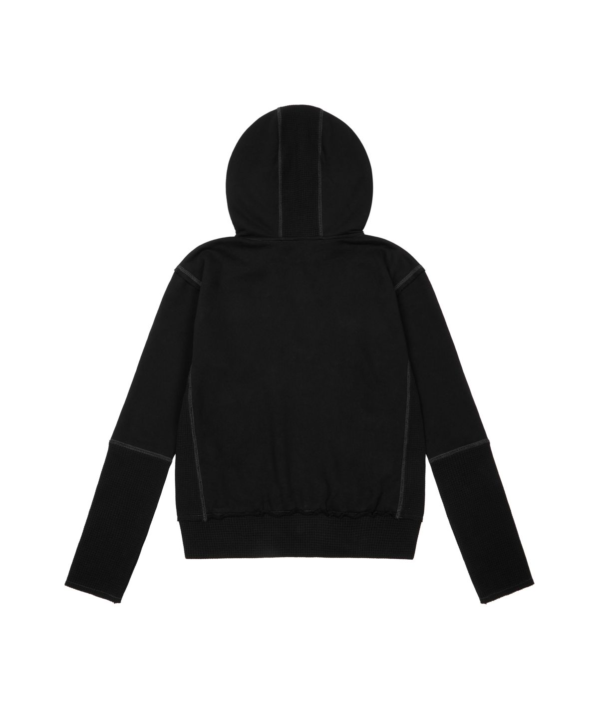 아캄(AAKAM) Waffle Sleeve Hoodie Zip-Up (Black)