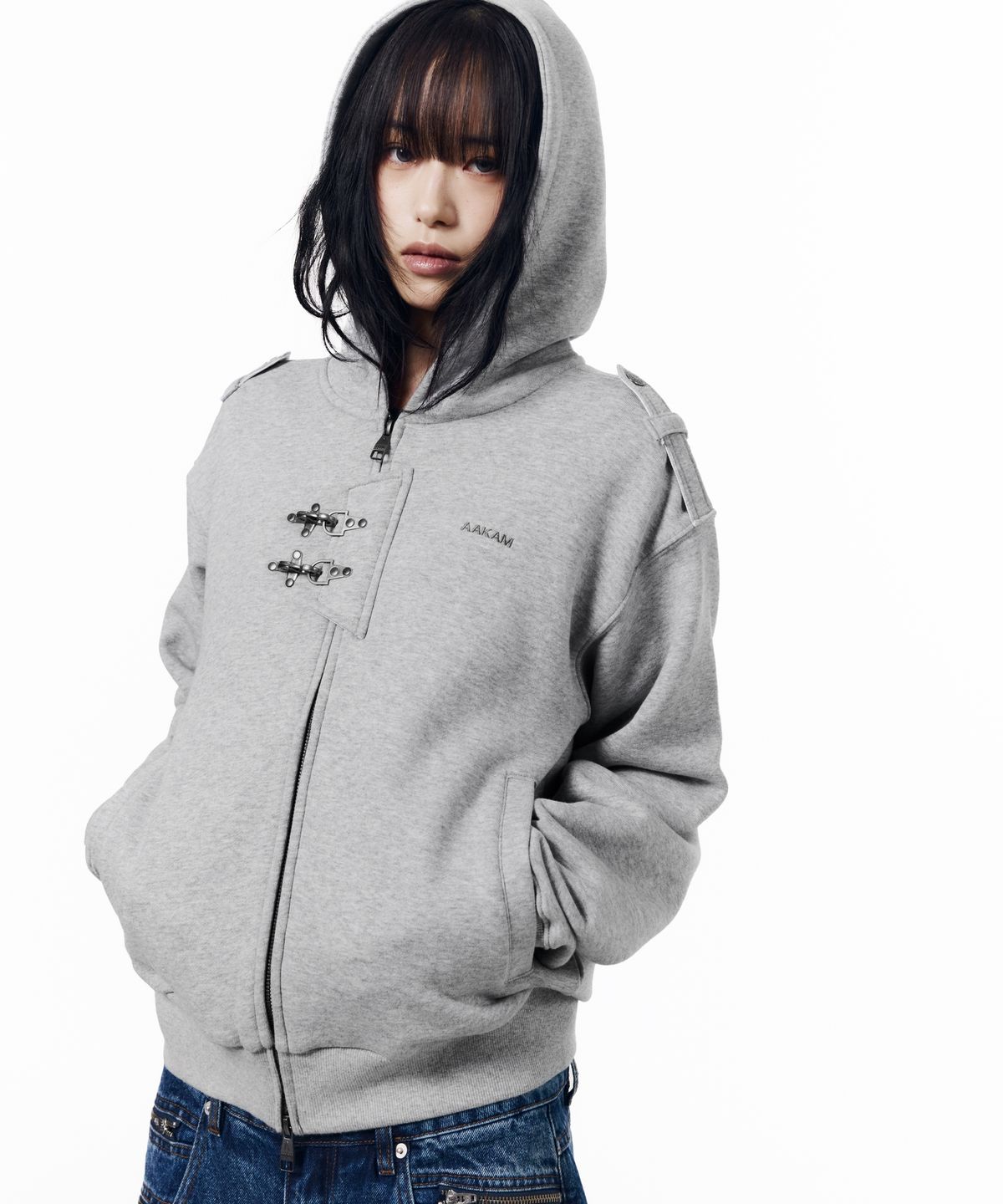 아캄(AAKAM) Fireman Hook Hoodie Zip-Up (Gray)