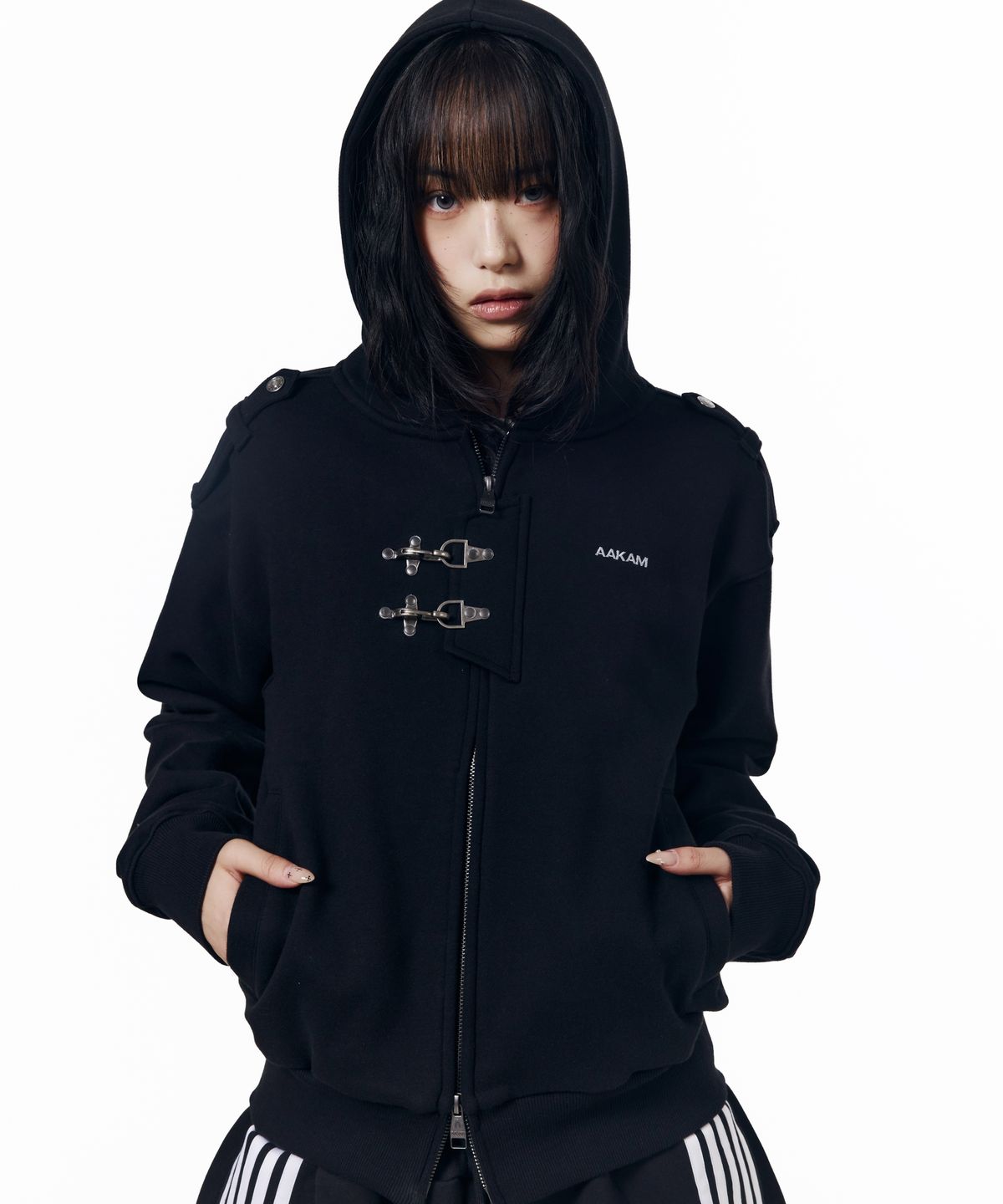 아캄(AAKAM) Fireman Hook Hoodie Zip-Up (Black)