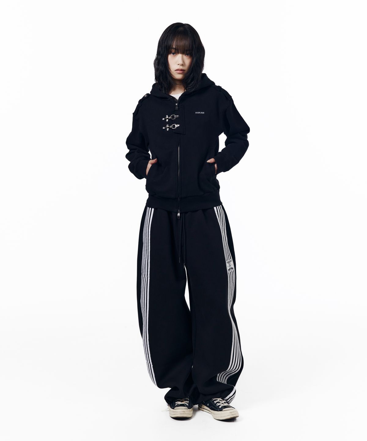 아캄(AAKAM) Fireman Hook Hoodie Zip-Up (Black)