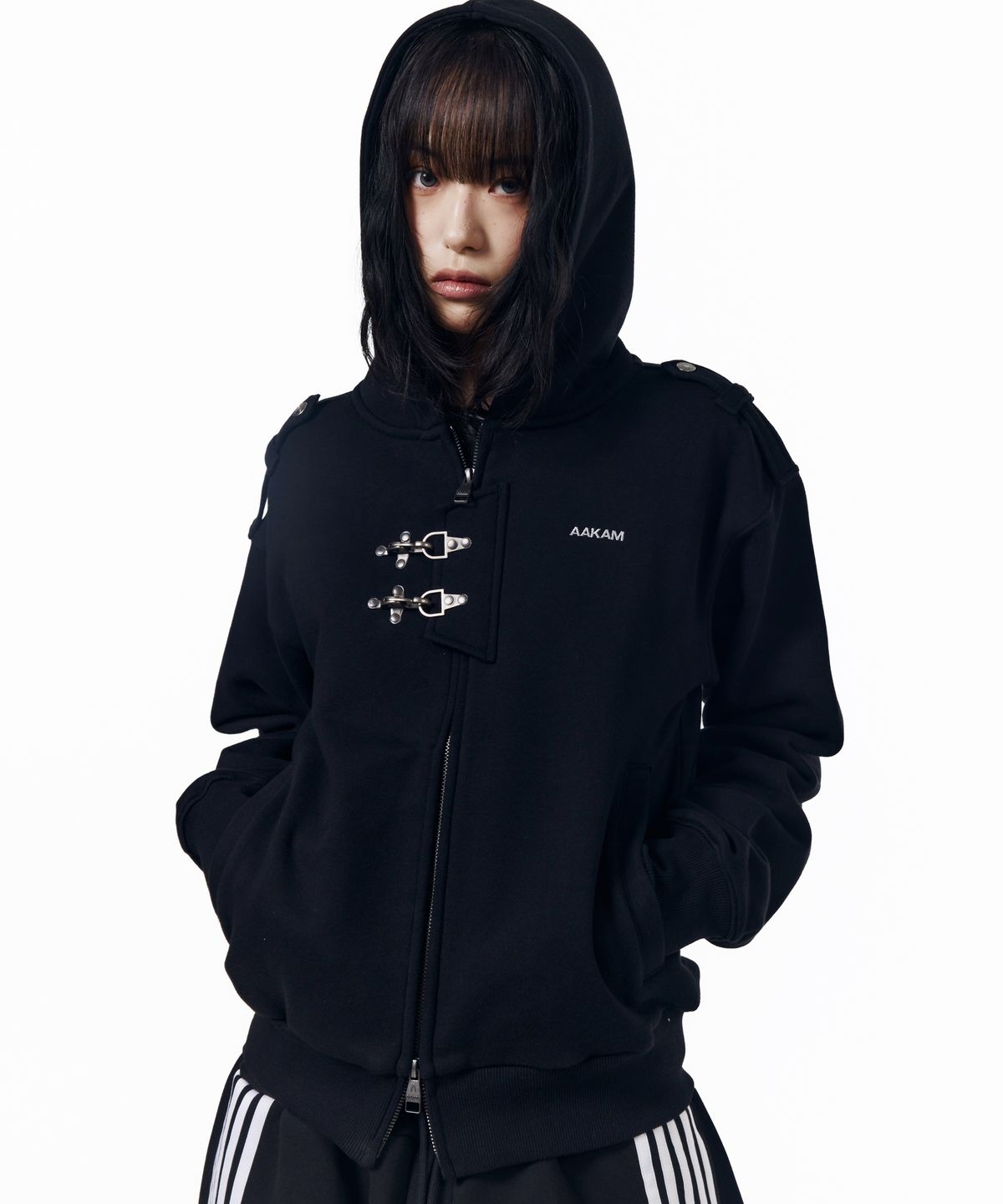 아캄(AAKAM) Fireman Hook Hoodie Zip-Up (Black)