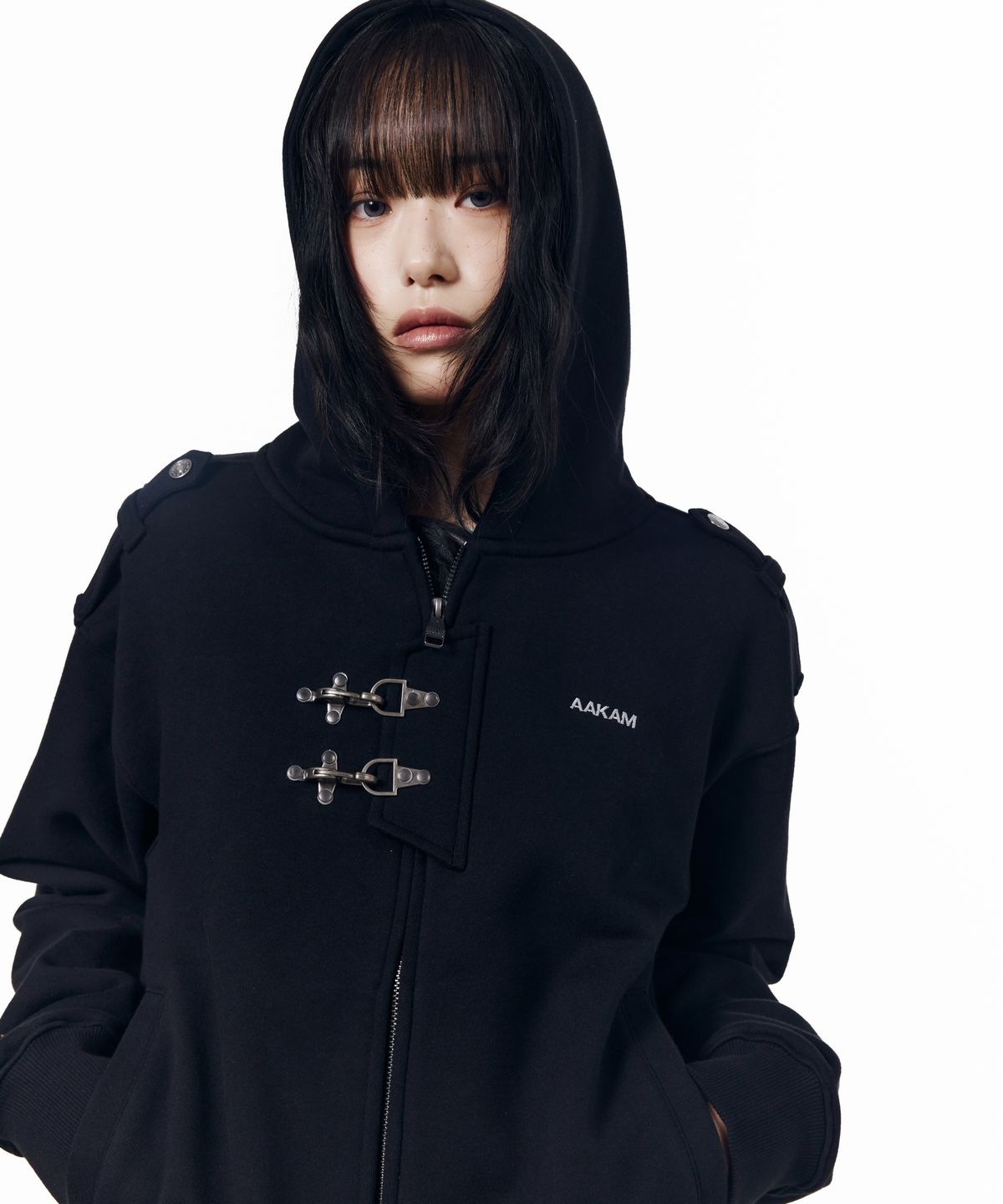 아캄(AAKAM) Fireman Hook Hoodie Zip-Up (Black)