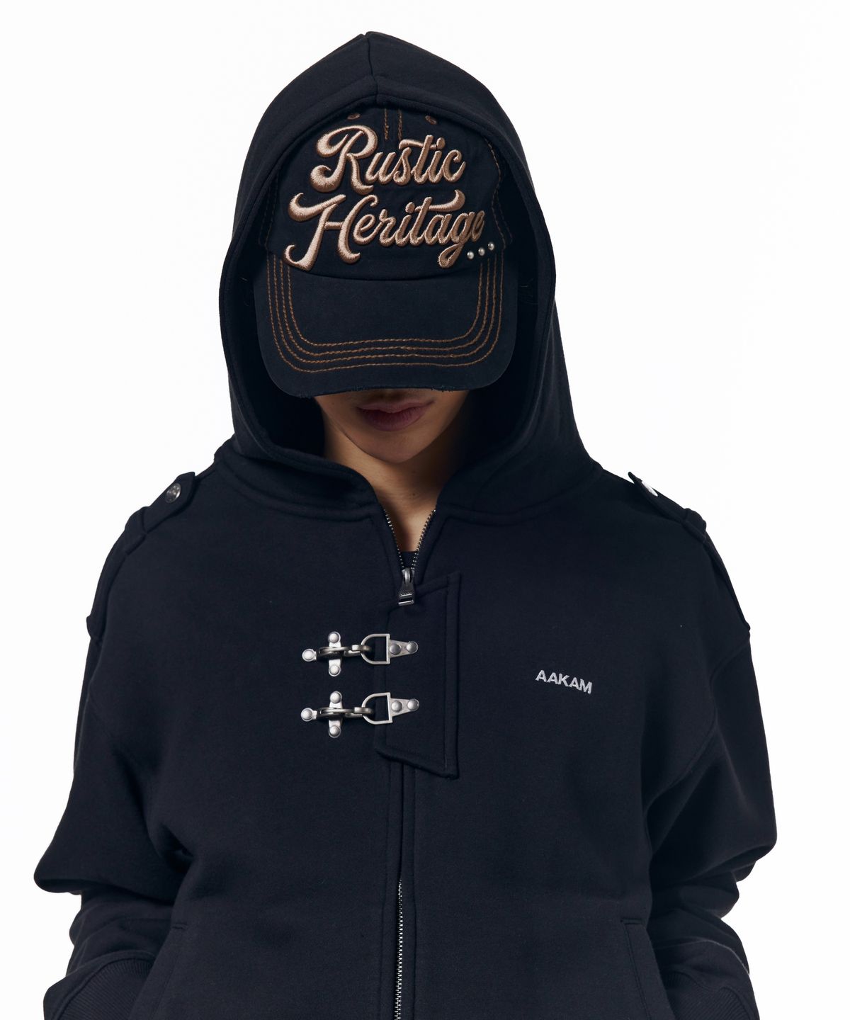 아캄(AAKAM) Fireman Hook Hoodie Zip-Up (Black)