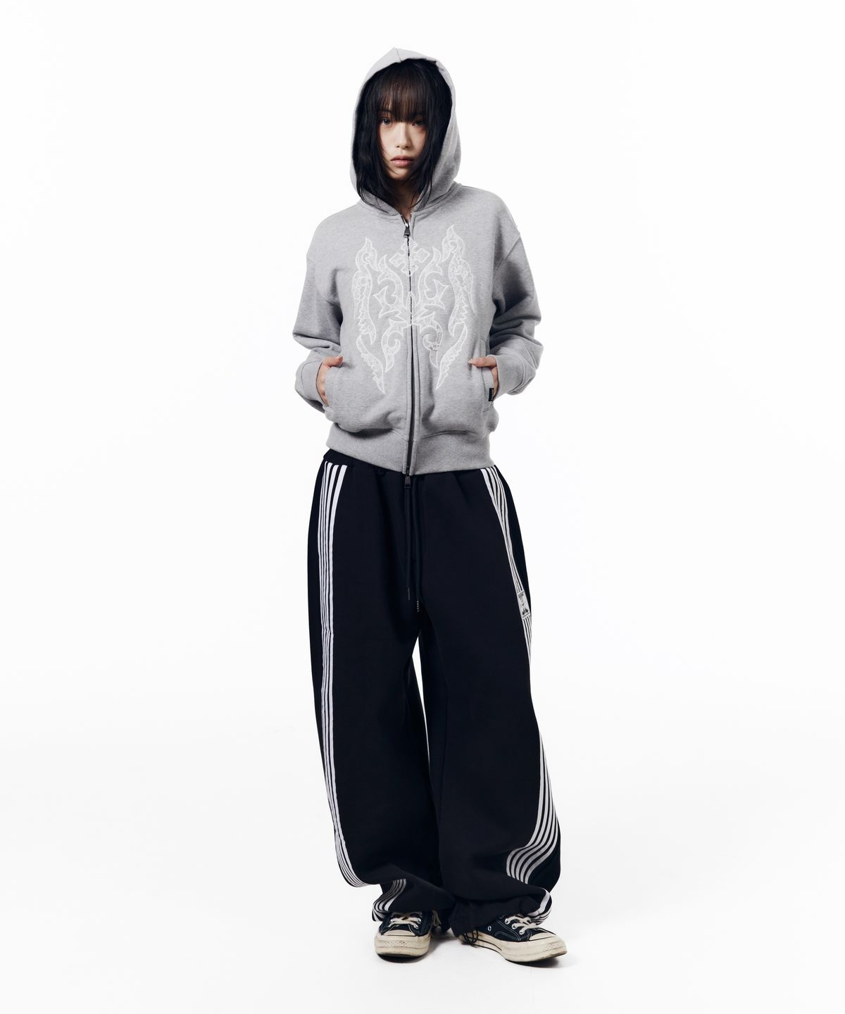 아캄(AAKAM) Gothic Lace Hoodie Zip-Up (Gray)