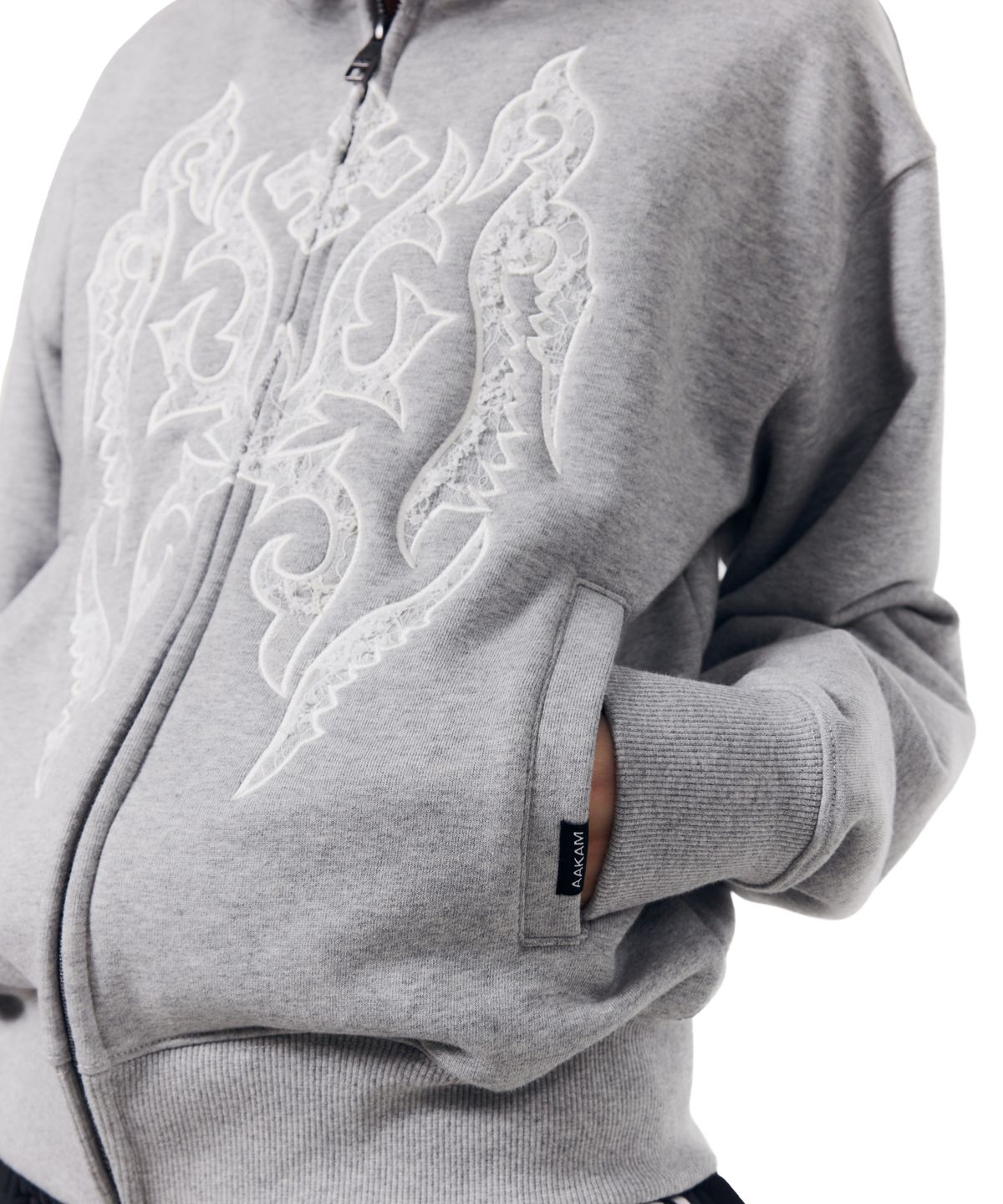 아캄(AAKAM) Gothic Lace Hoodie Zip-Up (Gray)