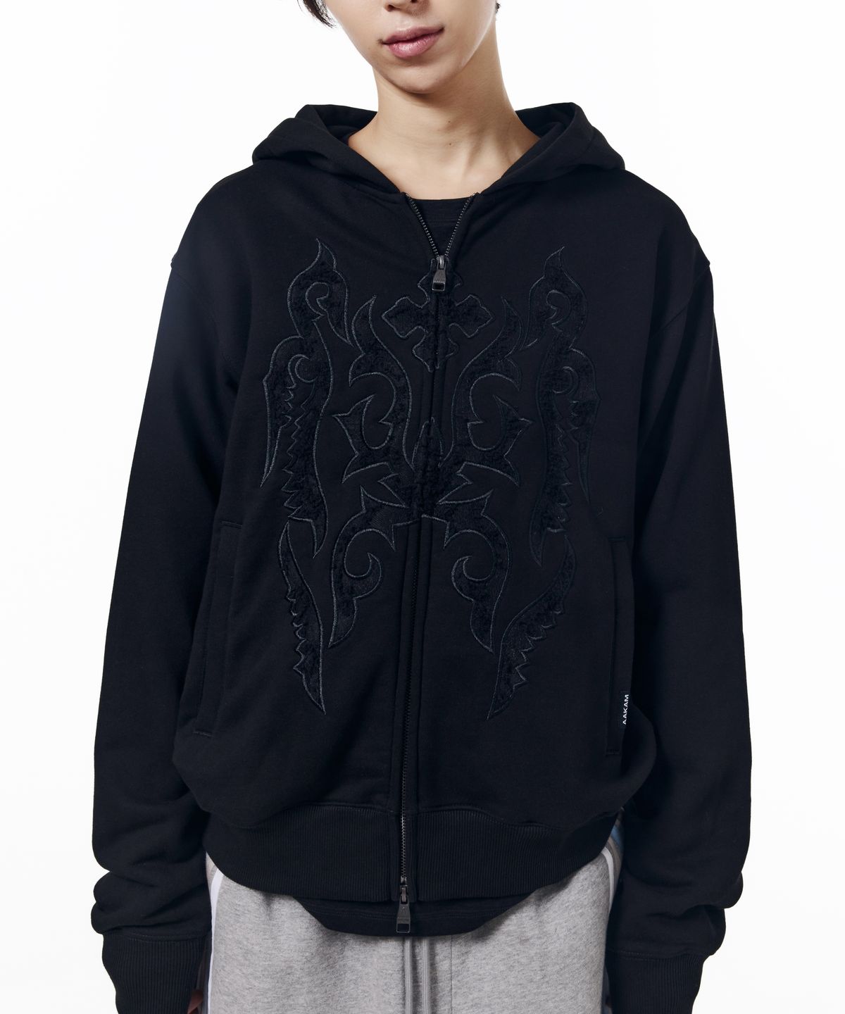 아캄(AAKAM) Gothic Lace Hoodie Zip-Up (Black)