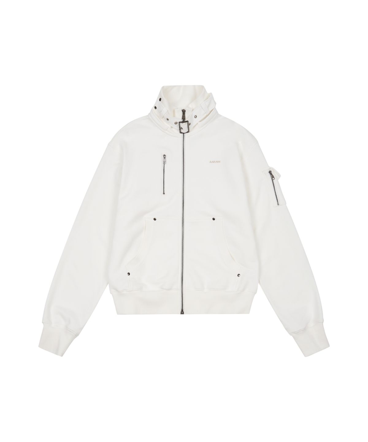 아캄(AAKAM) High Neck Fur Hoodie Zip-Up (White)