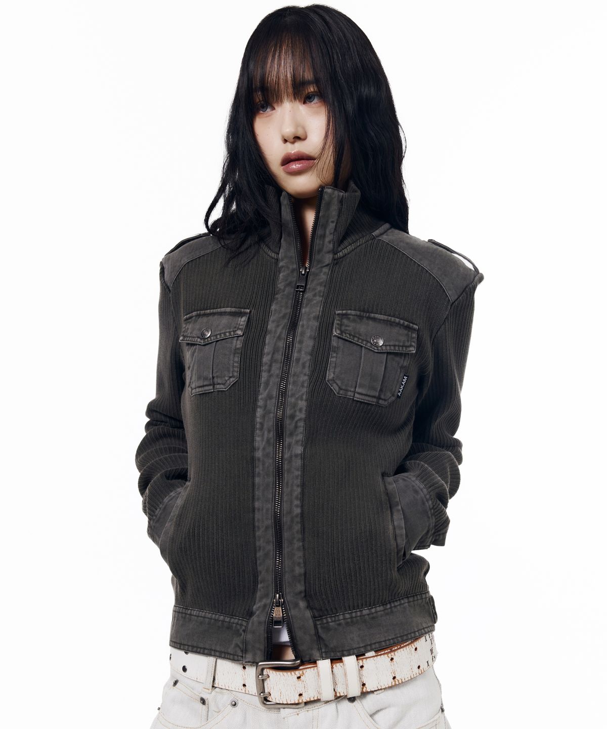 아캄(AAKAM) Zip-Up Dying Jacket (Brown)