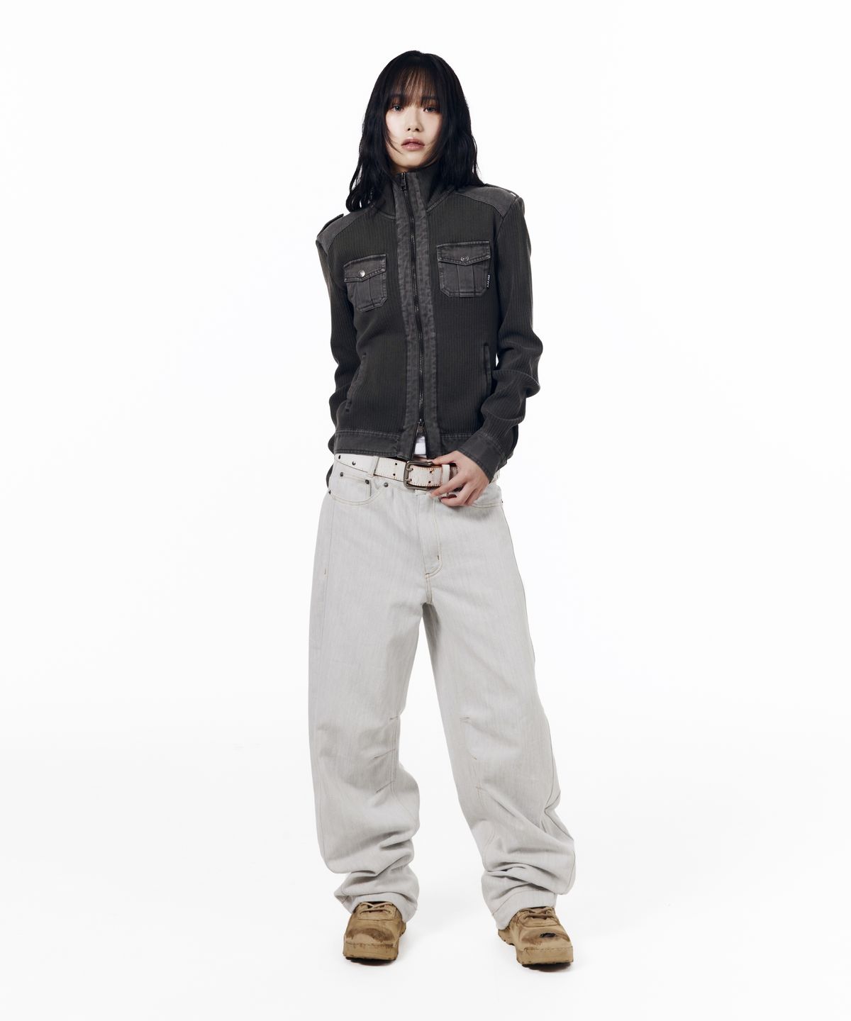 아캄(AAKAM) Zip-Up Dying Jacket (Brown)