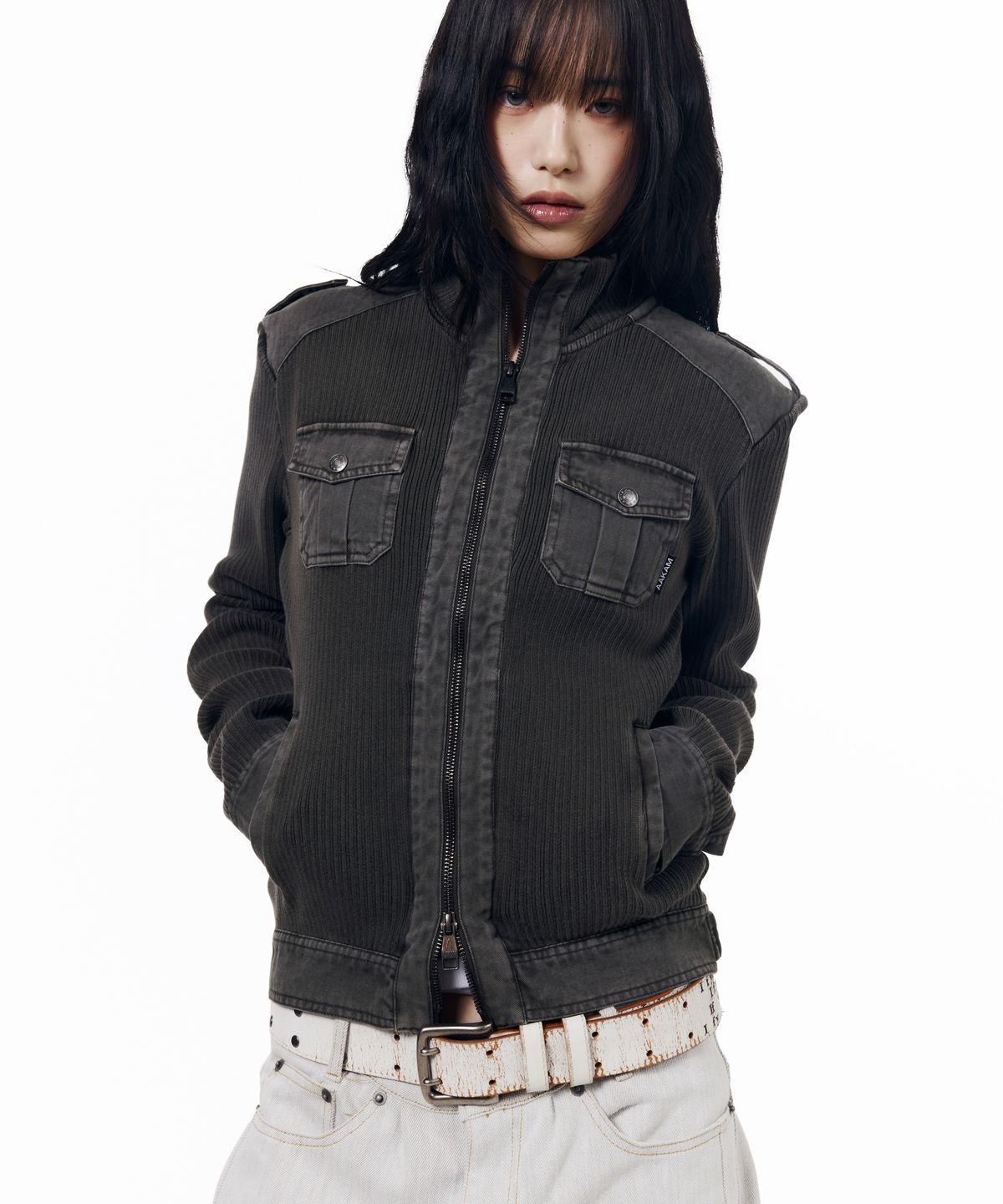 아캄(AAKAM) Zip-Up Dying Jacket (Brown)