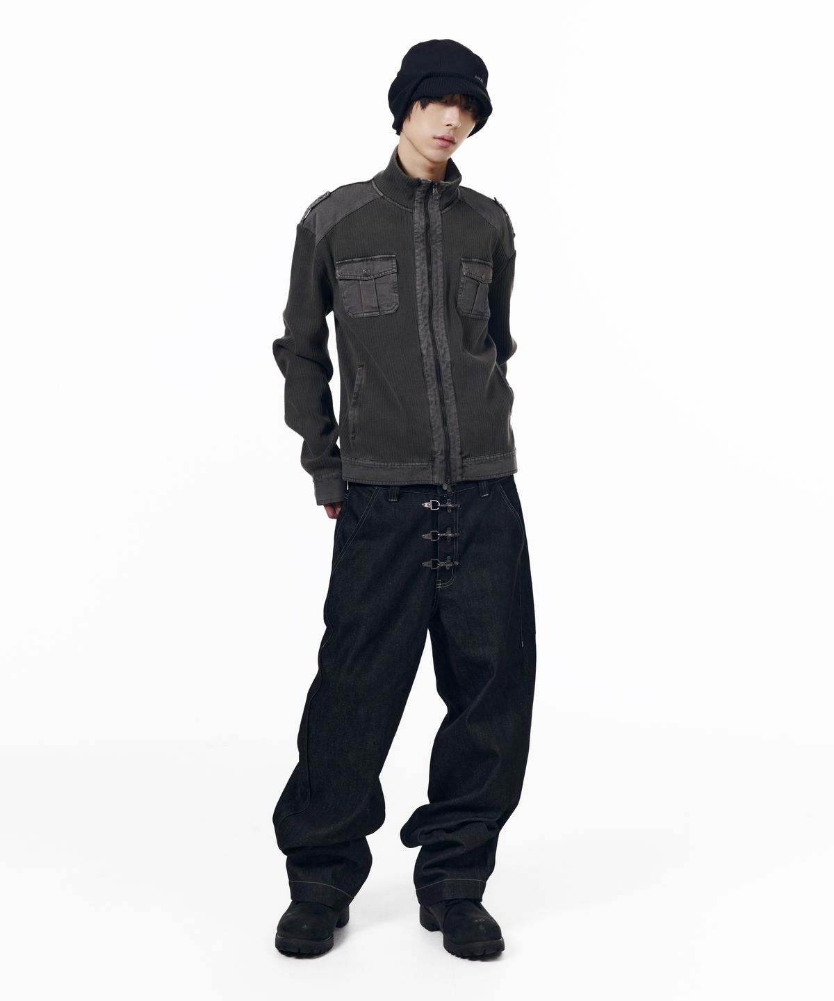아캄(AAKAM) Zip-Up Dying Jacket (Brown)
