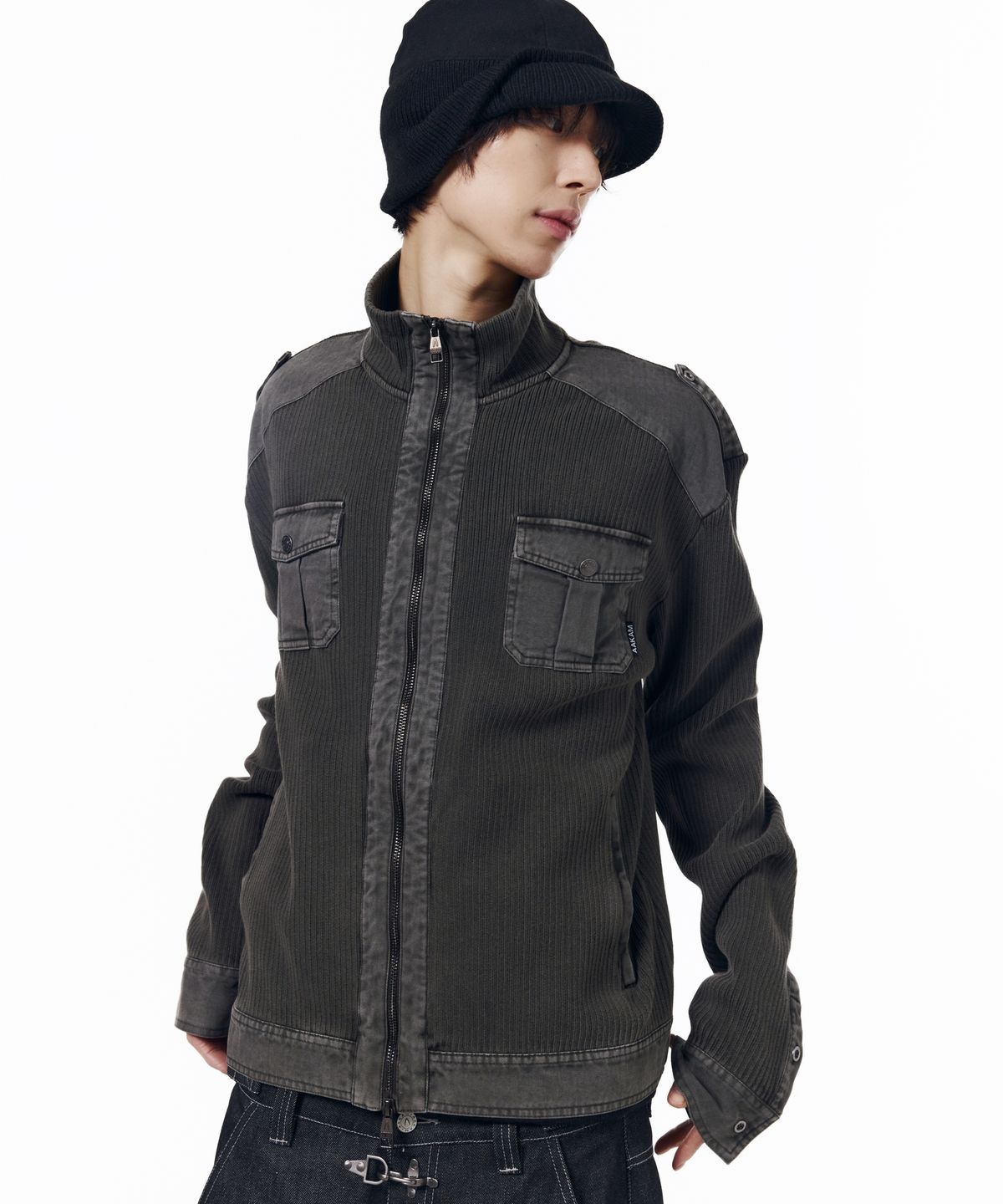 아캄(AAKAM) Zip-Up Dying Jacket (Brown)