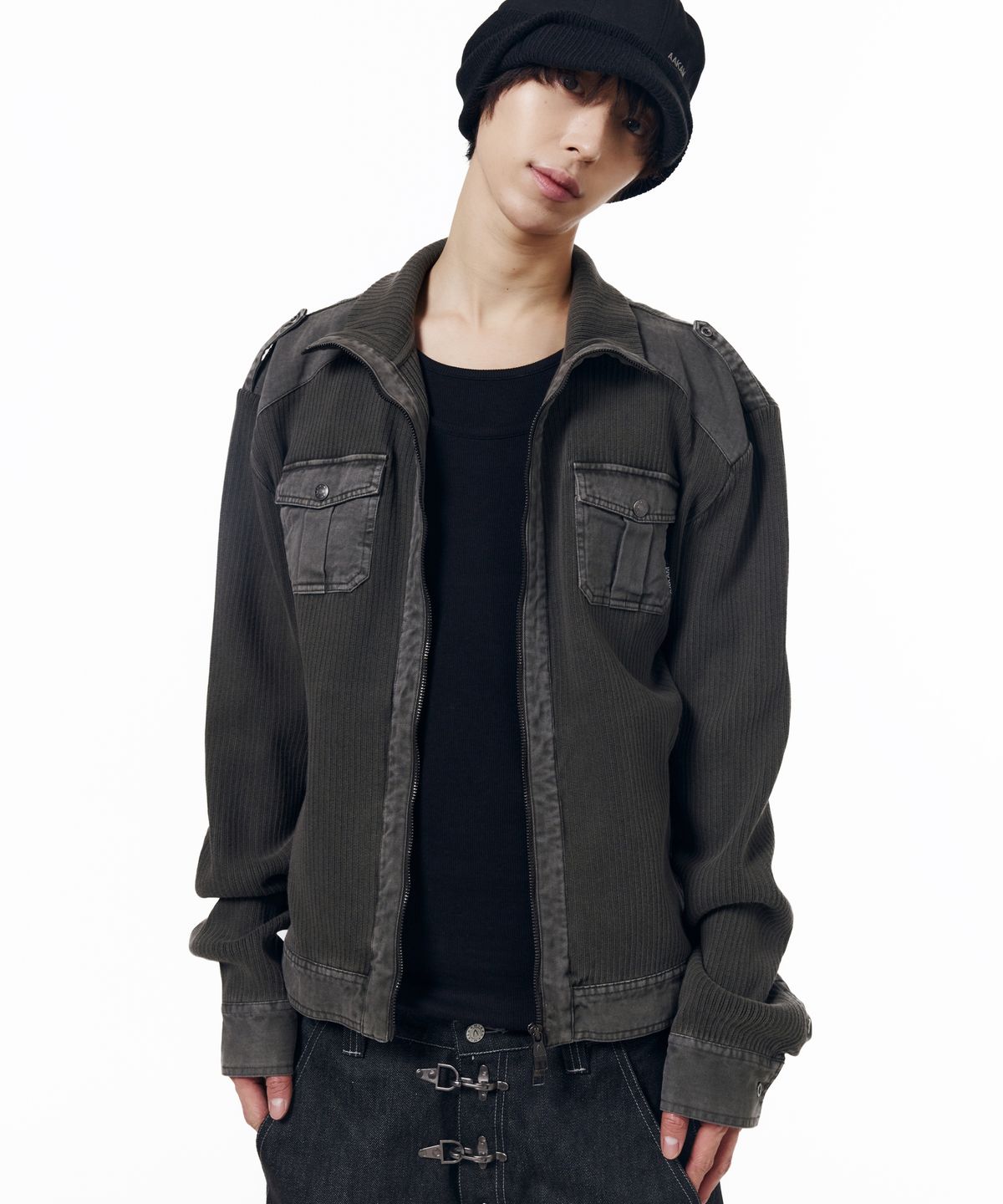 아캄(AAKAM) Zip-Up Dying Jacket (Brown)