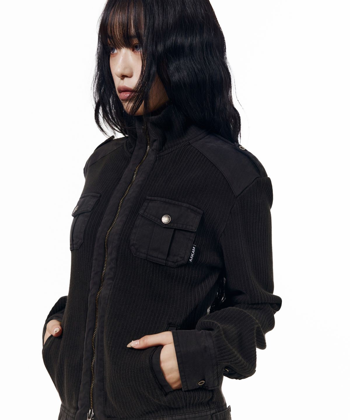 아캄(AAKAM) Zip-Up Dying Jacket (Black)