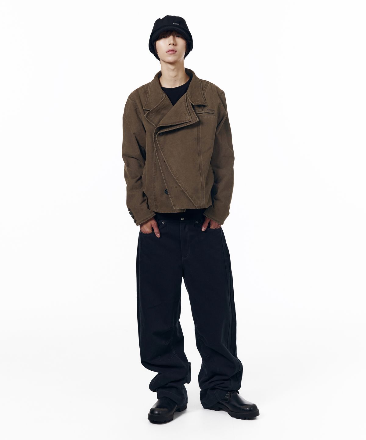아캄(AAKAM) High Neck Wrap Jacket (Brown)