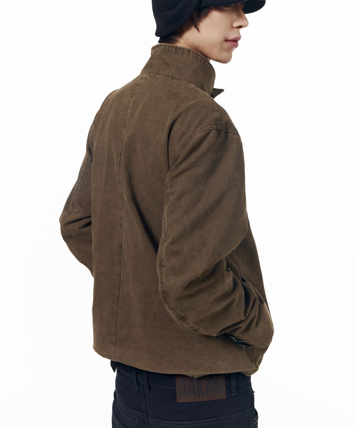 아캄(AAKAM) High Neck Wrap Jacket (Brown)