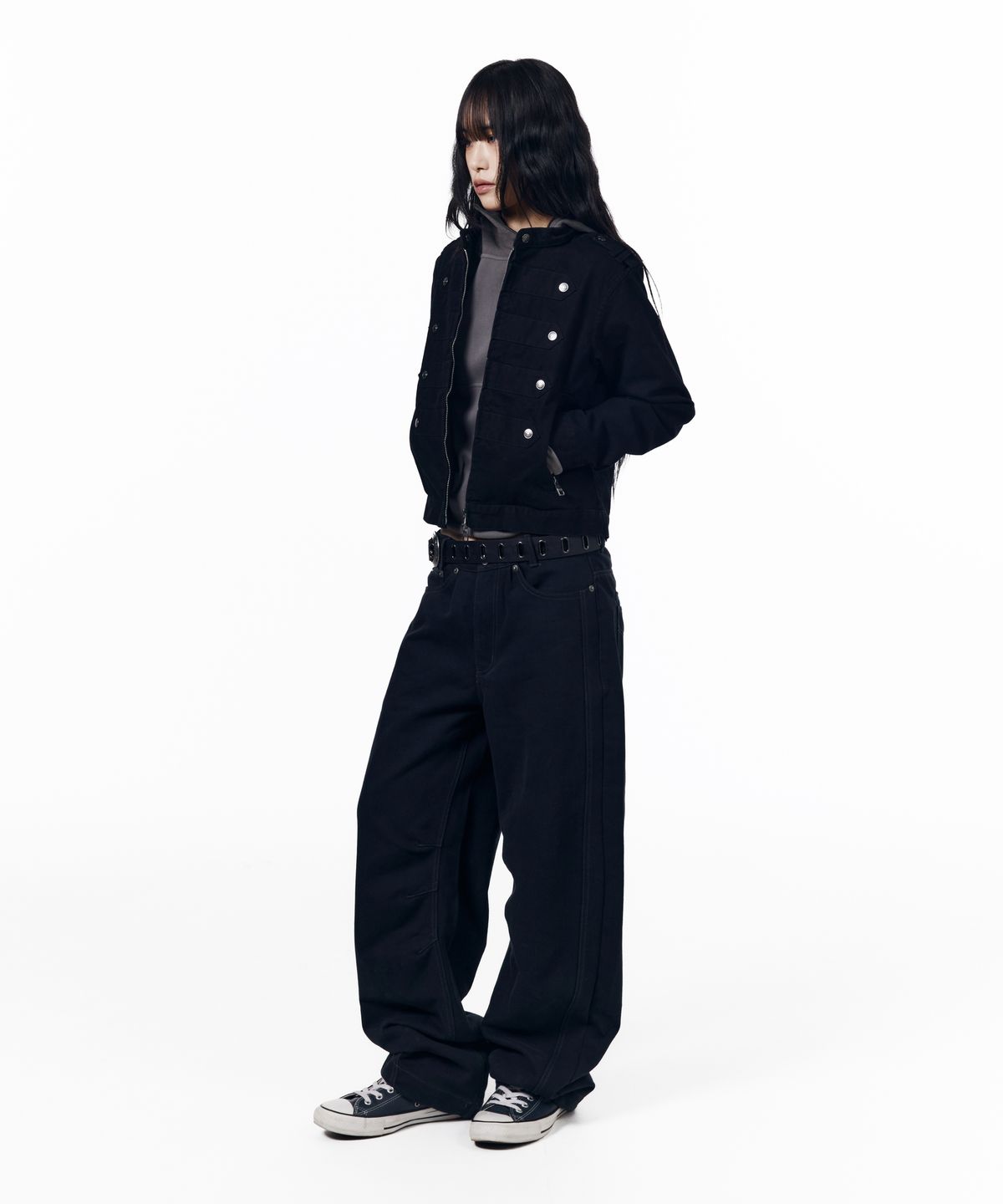 아캄(AAKAM) Napoleon Corded Washed Jacket (Black)