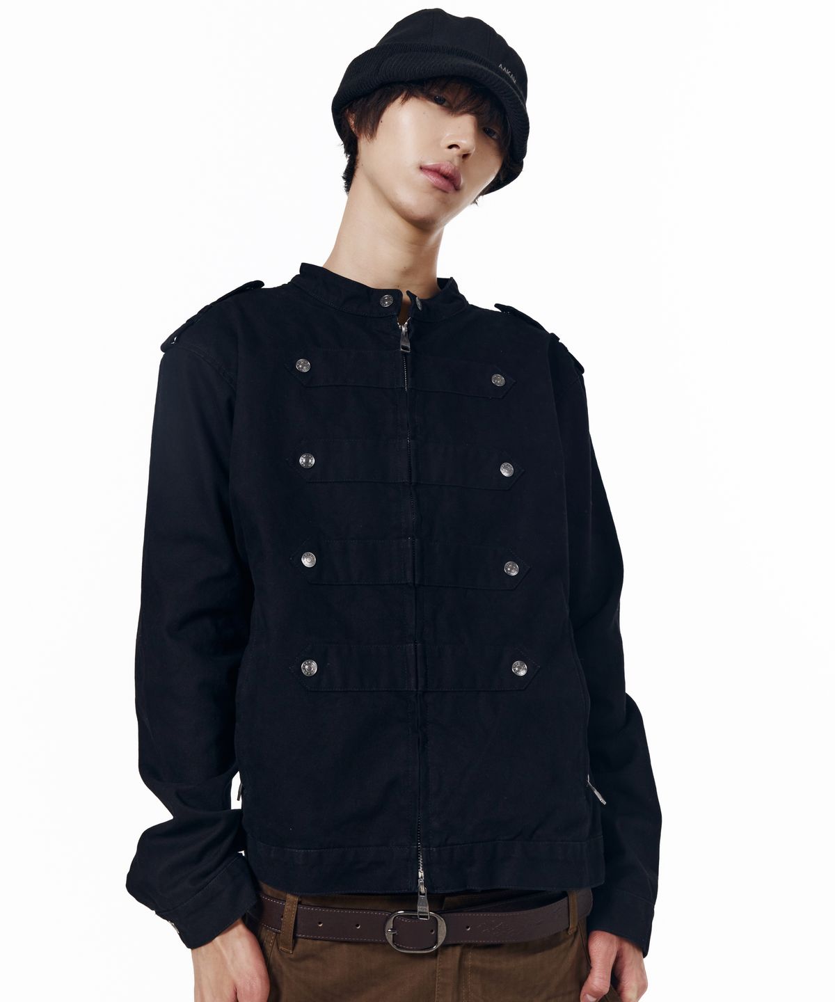아캄(AAKAM) Napoleon Corded Washed Jacket (Black)