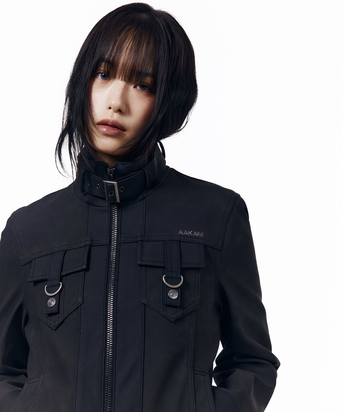 아캄(AAKAM) Mixed Leather Jacket (Black)