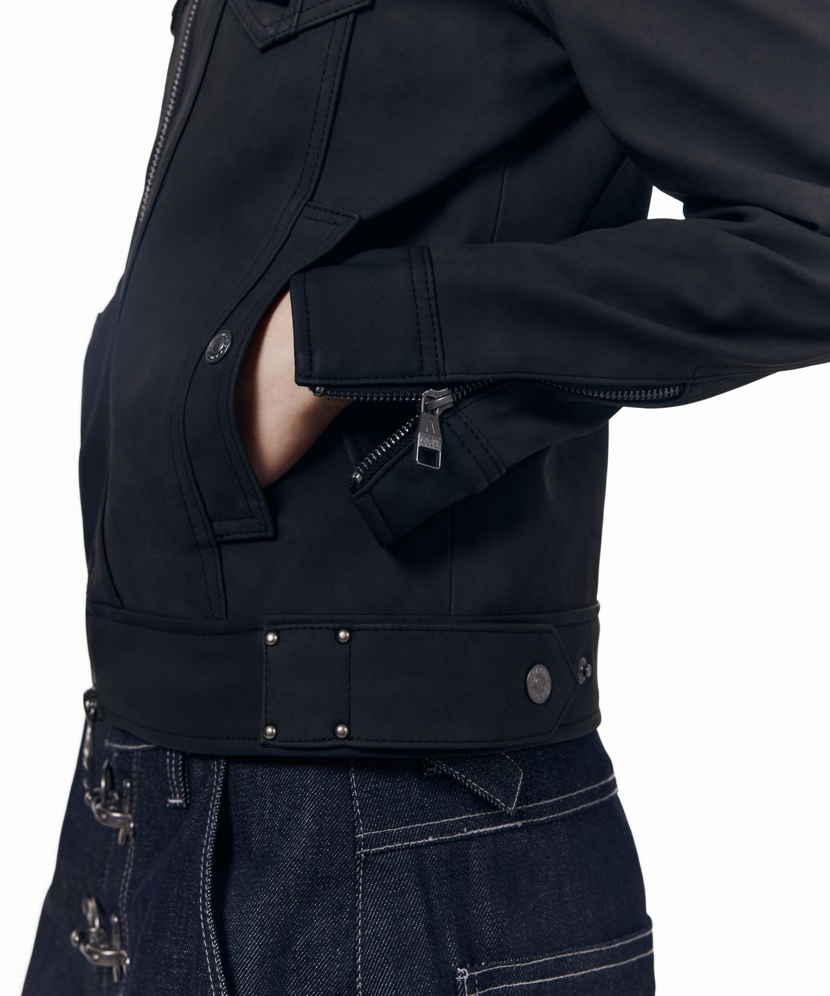 아캄(AAKAM) Mixed Leather Jacket (Black)