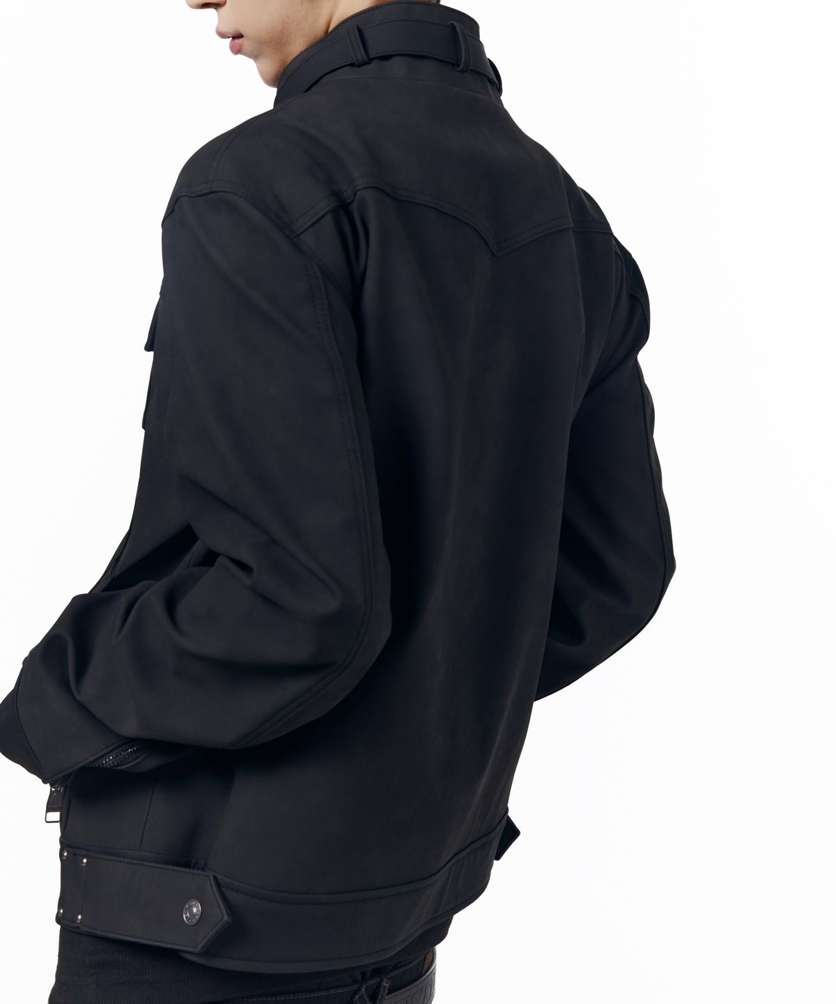 아캄(AAKAM) Mixed Leather Jacket (Black)