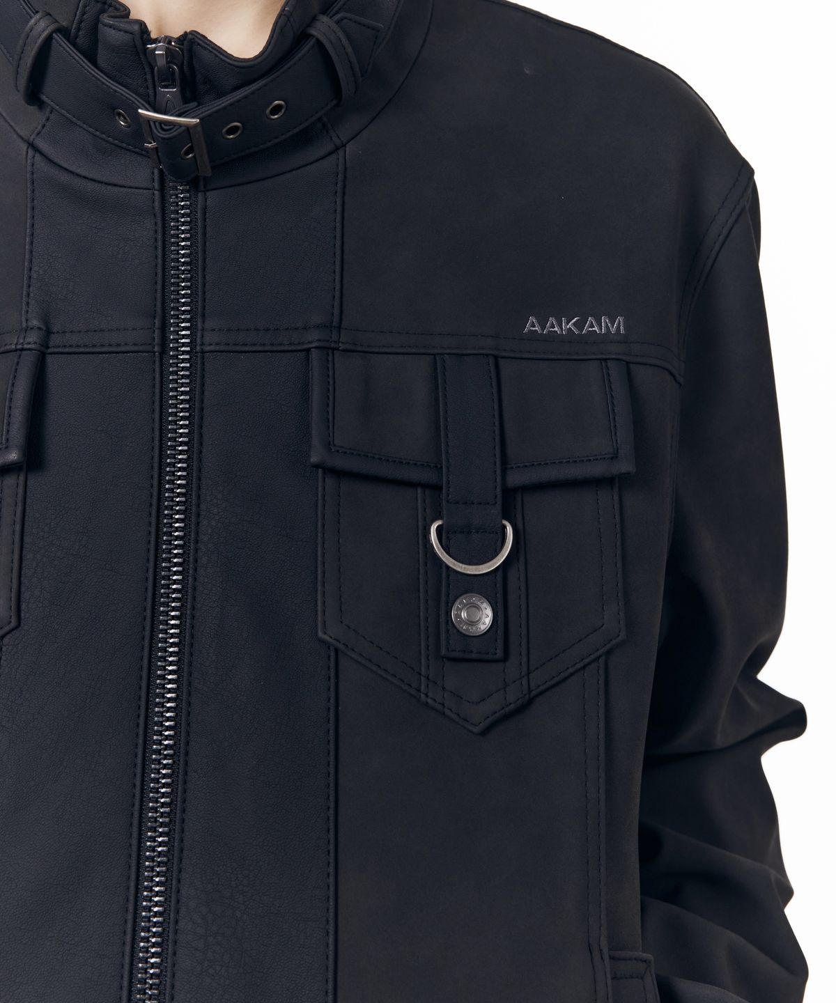 아캄(AAKAM) Mixed Leather Jacket (Black)