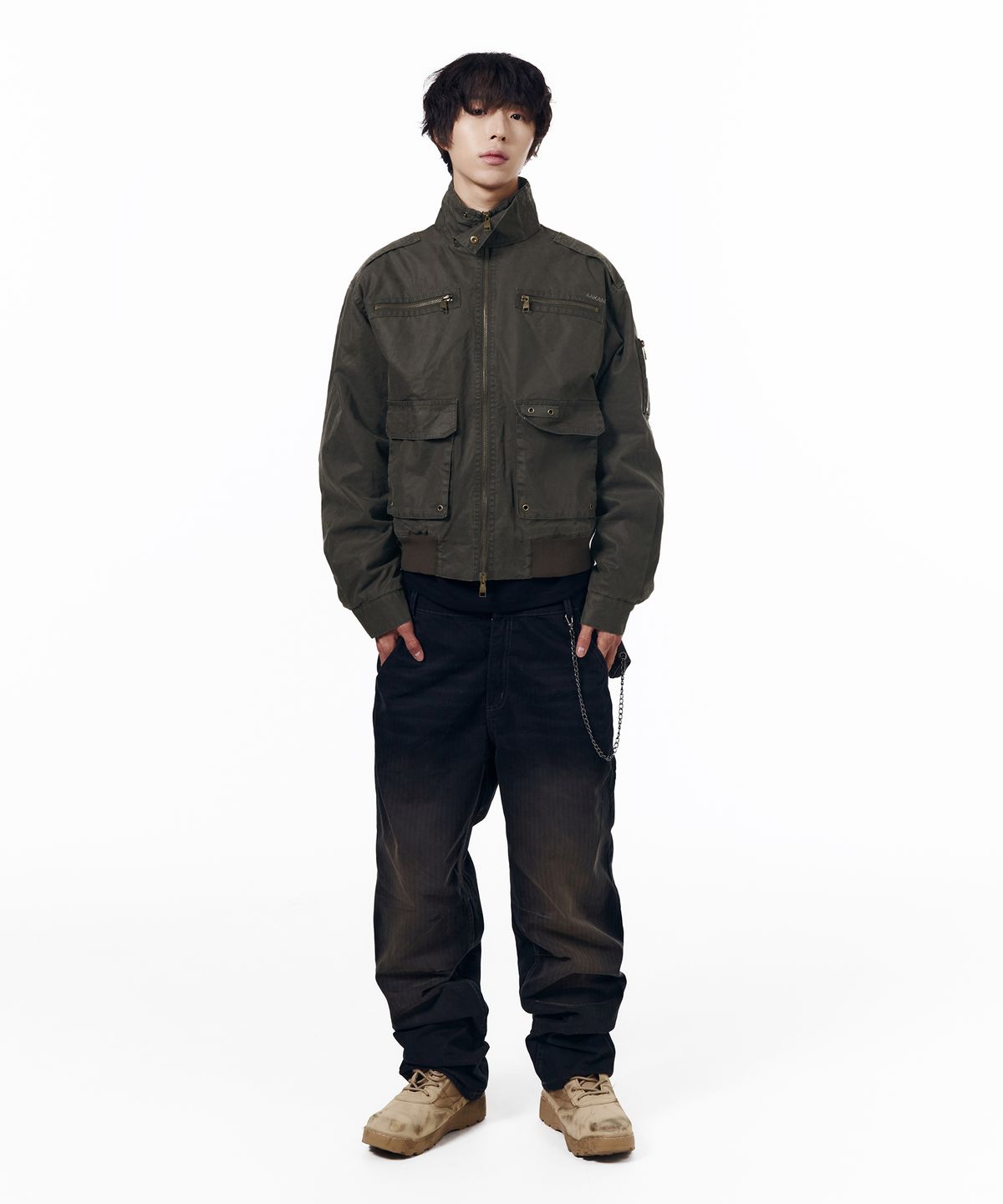 아캄(AAKAM) Waxed Hunting Jacket (Khaki)