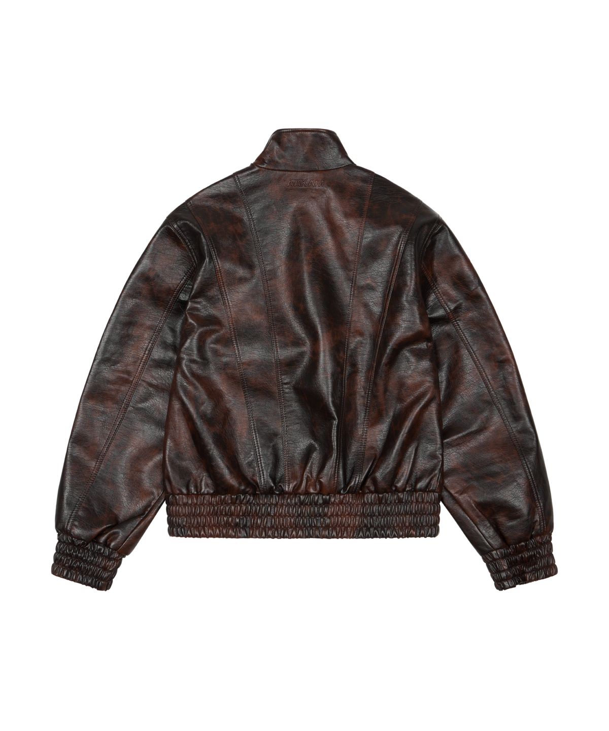 아캄(AAKAM) Epaulet High Neck Leather Jacket (Brown)