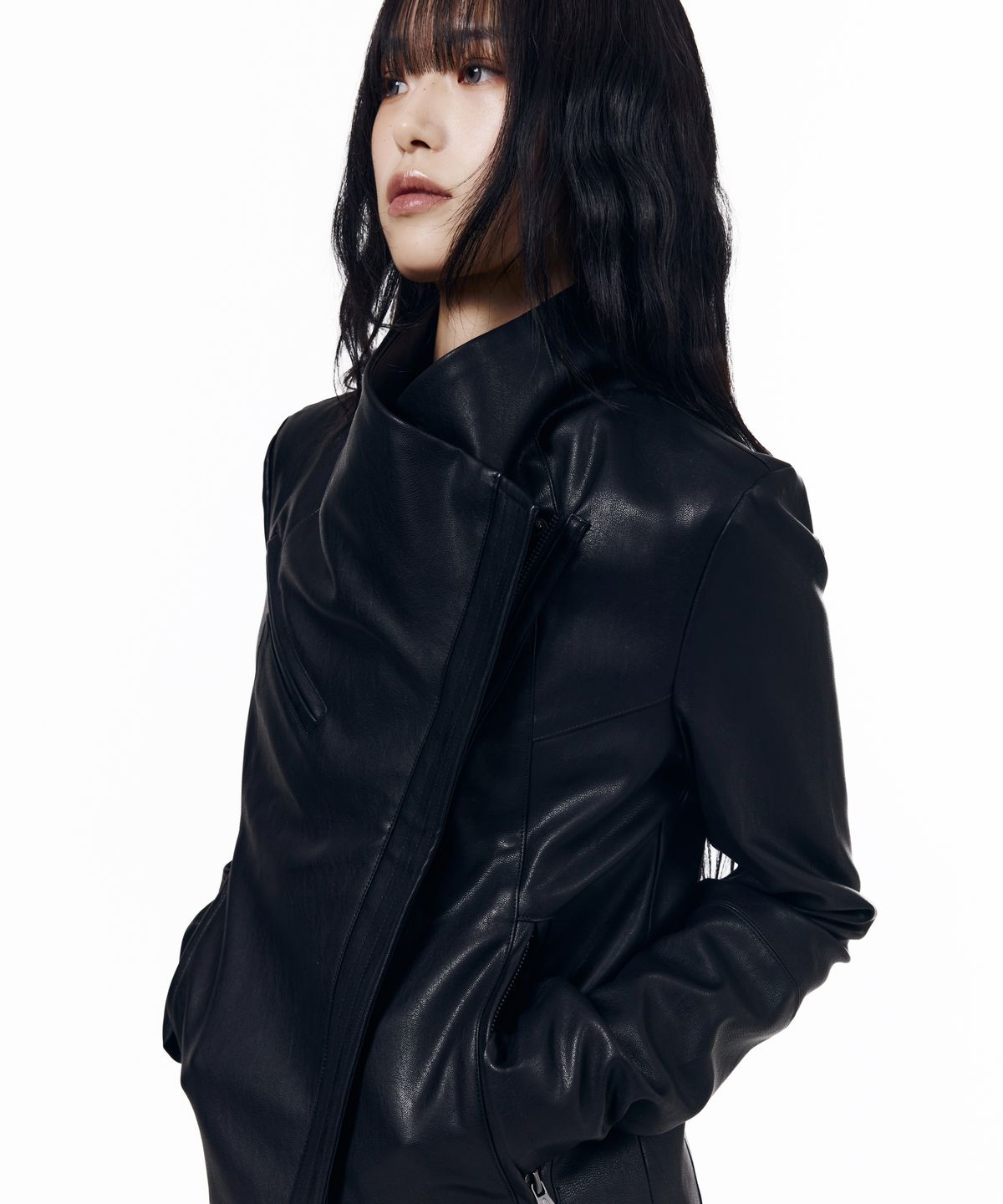 아캄(AAKAM) Biker Wrap Leather Jacket (Black)