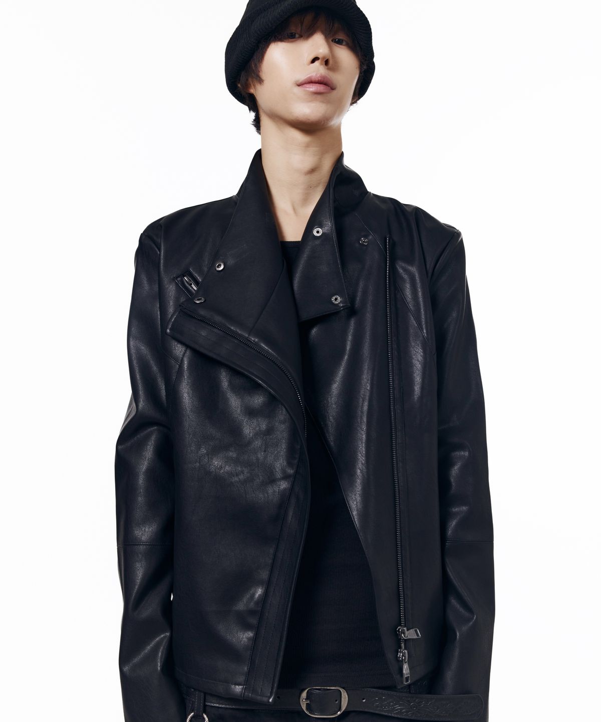 아캄(AAKAM) Biker Wrap Leather Jacket (Black)