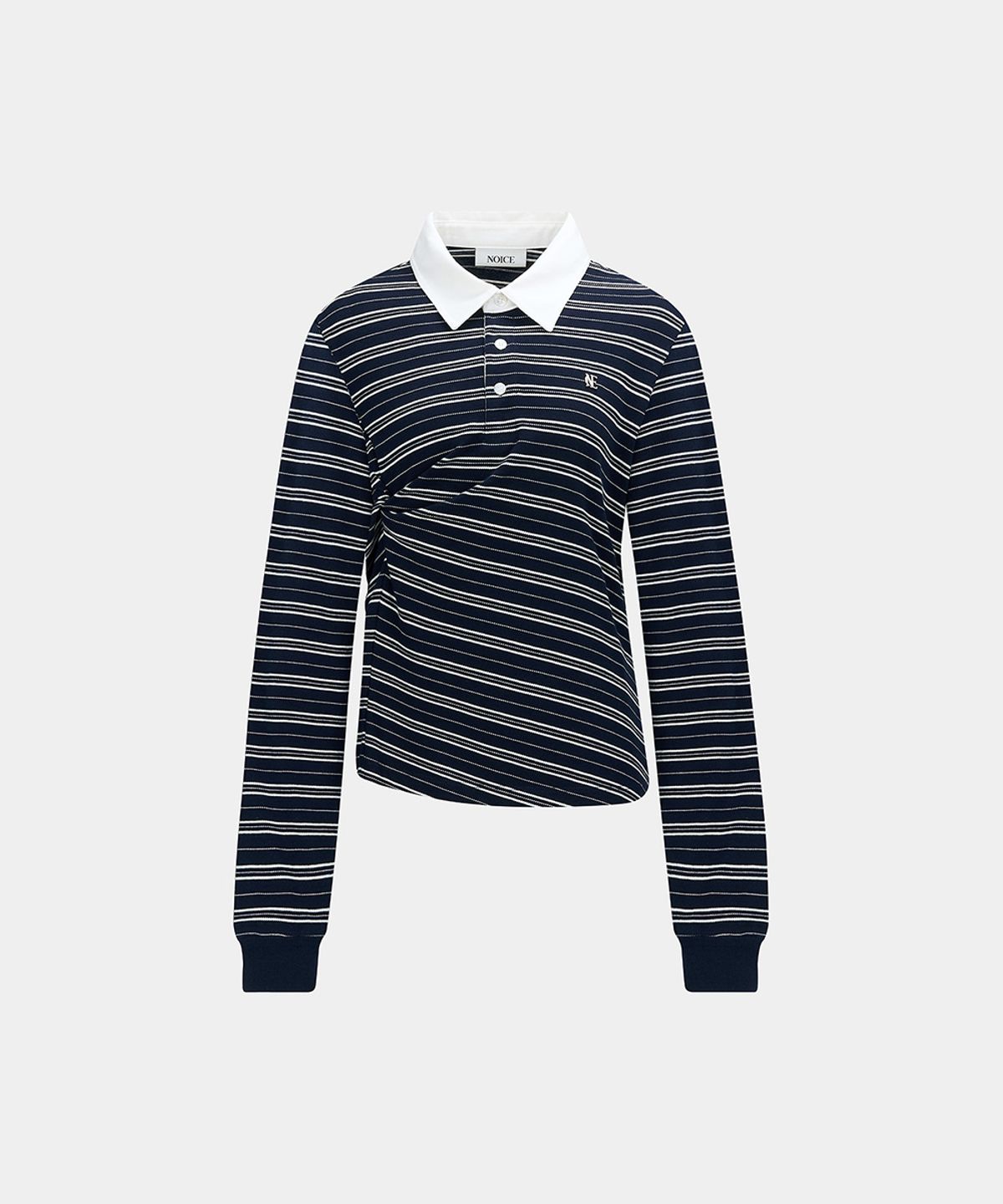 노이스(NOICE) PIQUE STRIPED TWIST POLO SHIRT - DARK NAVY