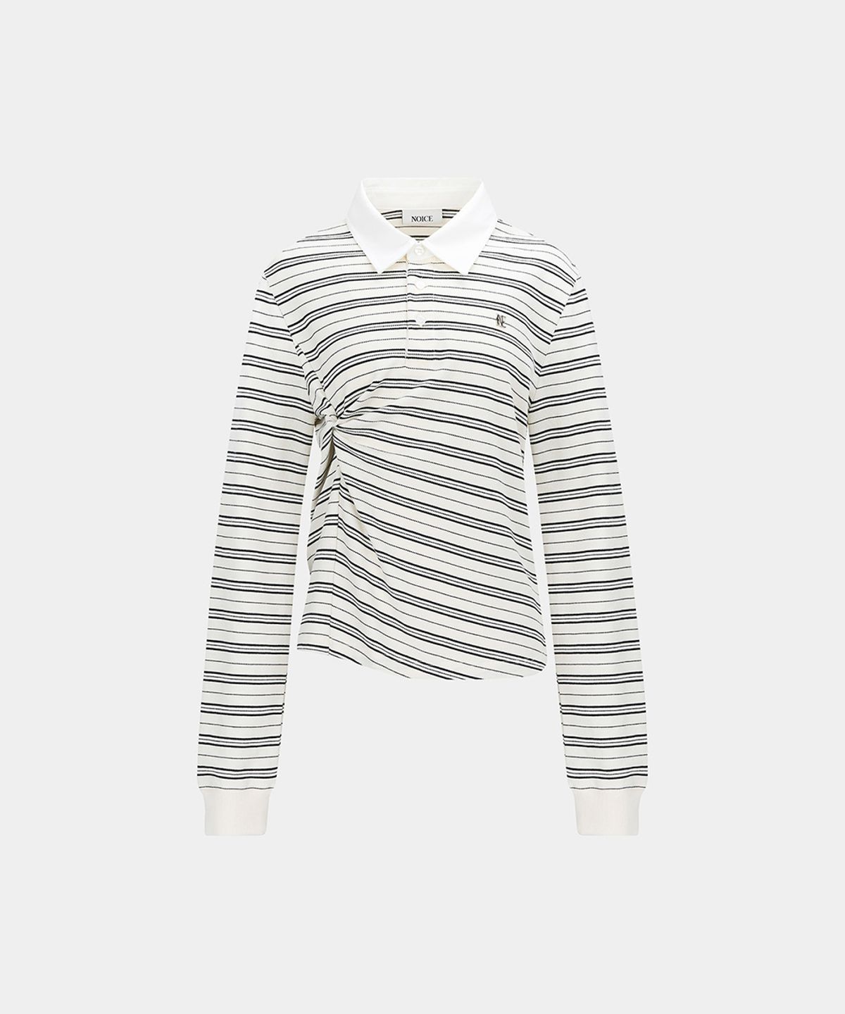 노이스(NOICE) PIQUE STRIPED TWIST POLO SHIRT - IVORY