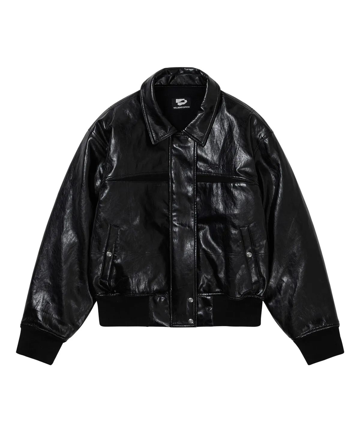 웰빙익스프레스(WELLBEING EXPRESS) Padded Faux Leather Jacket Black