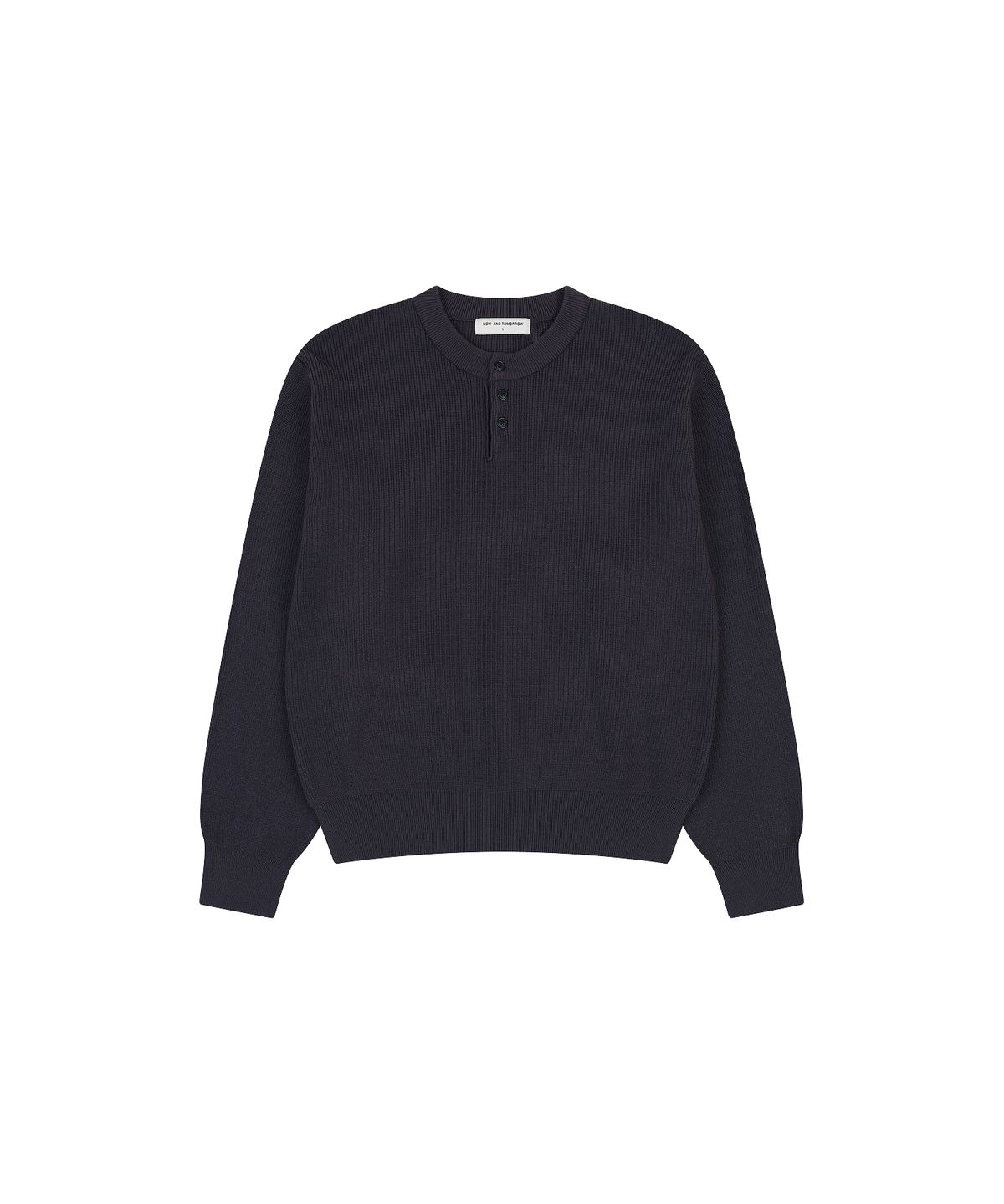 나우앤투모로우(NOWANDTOMORROW) HENLEY NECK PULLOVER SWEATER [CHARCOAL]